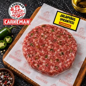 Una hamburguesa burguer con jalapeños envasada al vacío