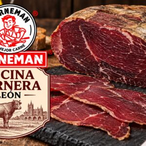Taco de cecina de ternera con algunas lonchas, presentado sobre un plato